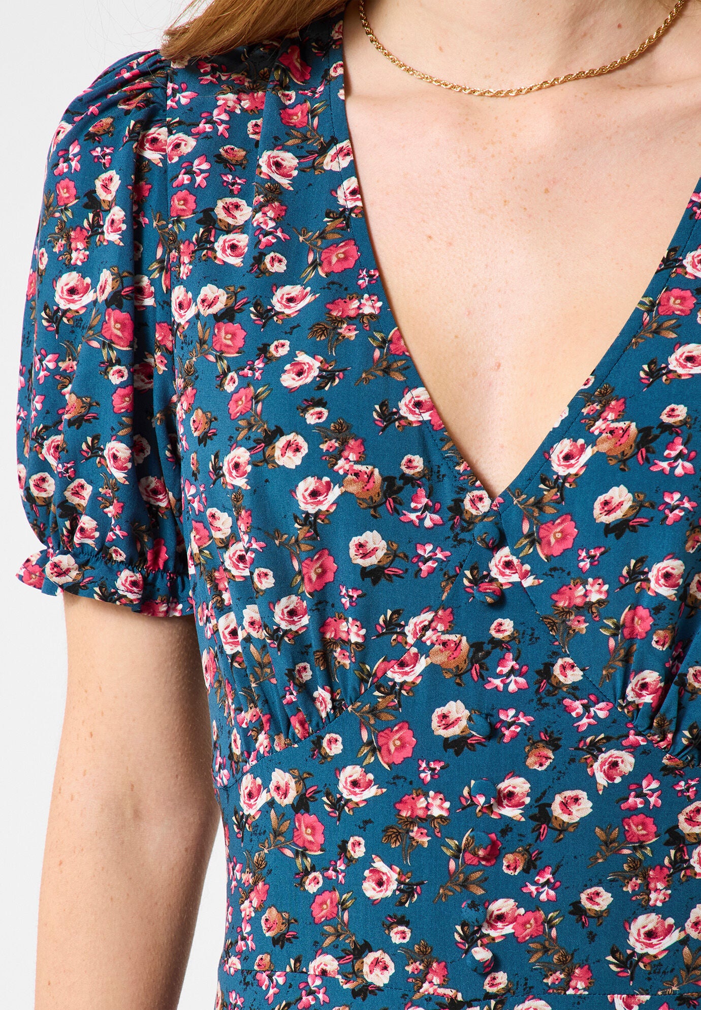 Short Sleeve Tea Dress, DUSTY DITSY ROSE, alternate image number 2