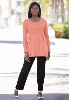 Ribbed Baby Doll Tunic Sweater