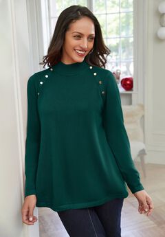 Gold Button Mockneck Sweater