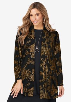 Stretch Knit Open Front Knit Topper