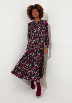 Stretch Knit A-line Midi Dress