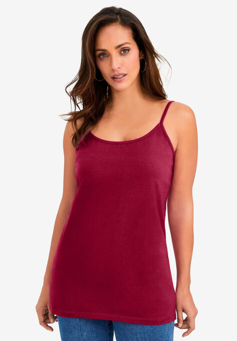 Cami Top with Adjustable Straps, RICH BURGUNDY, hi-res image number null