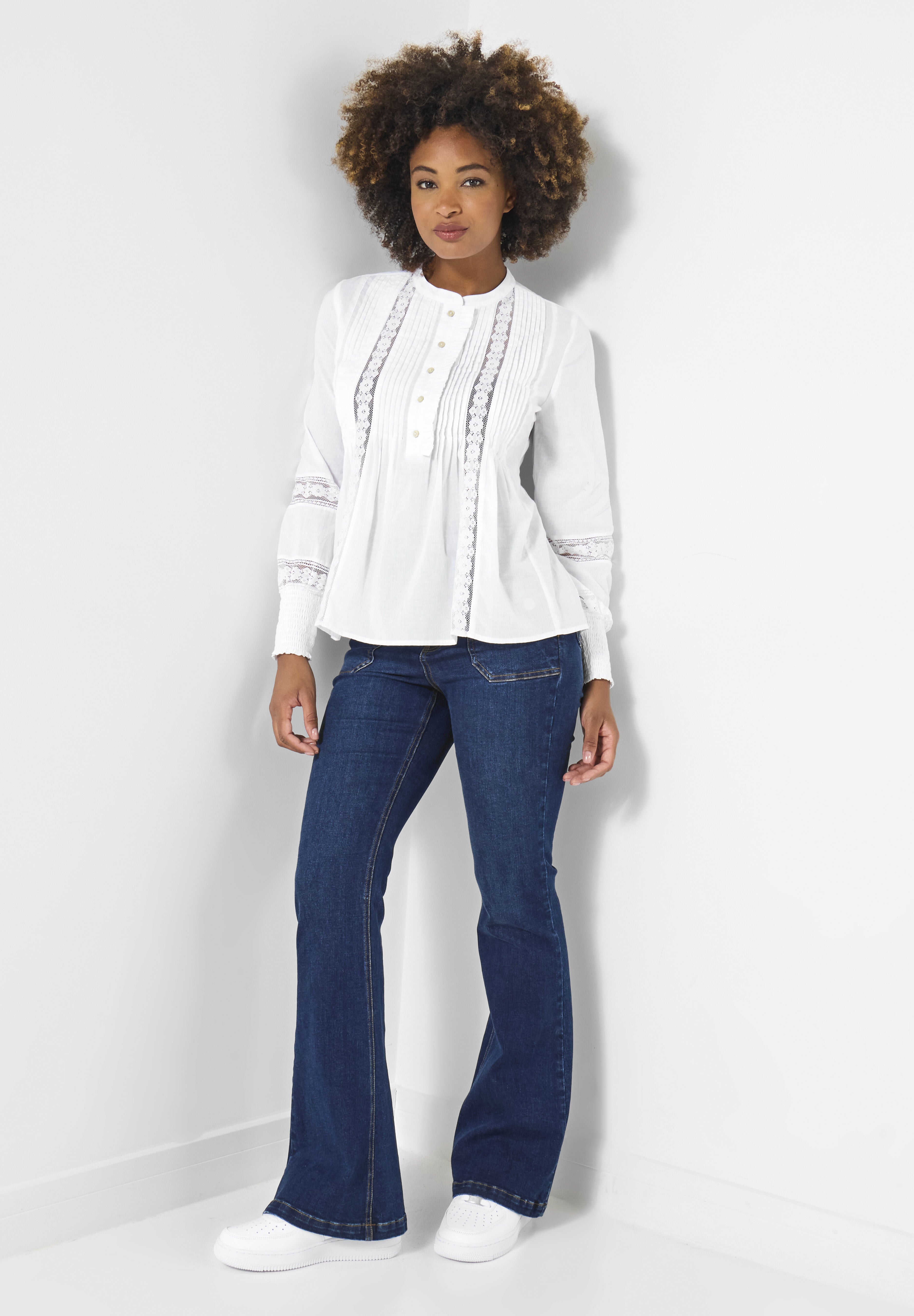 Boho Pintuck Blouse, WHITE, alternate image number 4