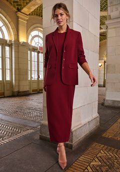 Stretch Crepe Maxi Jacket Dress