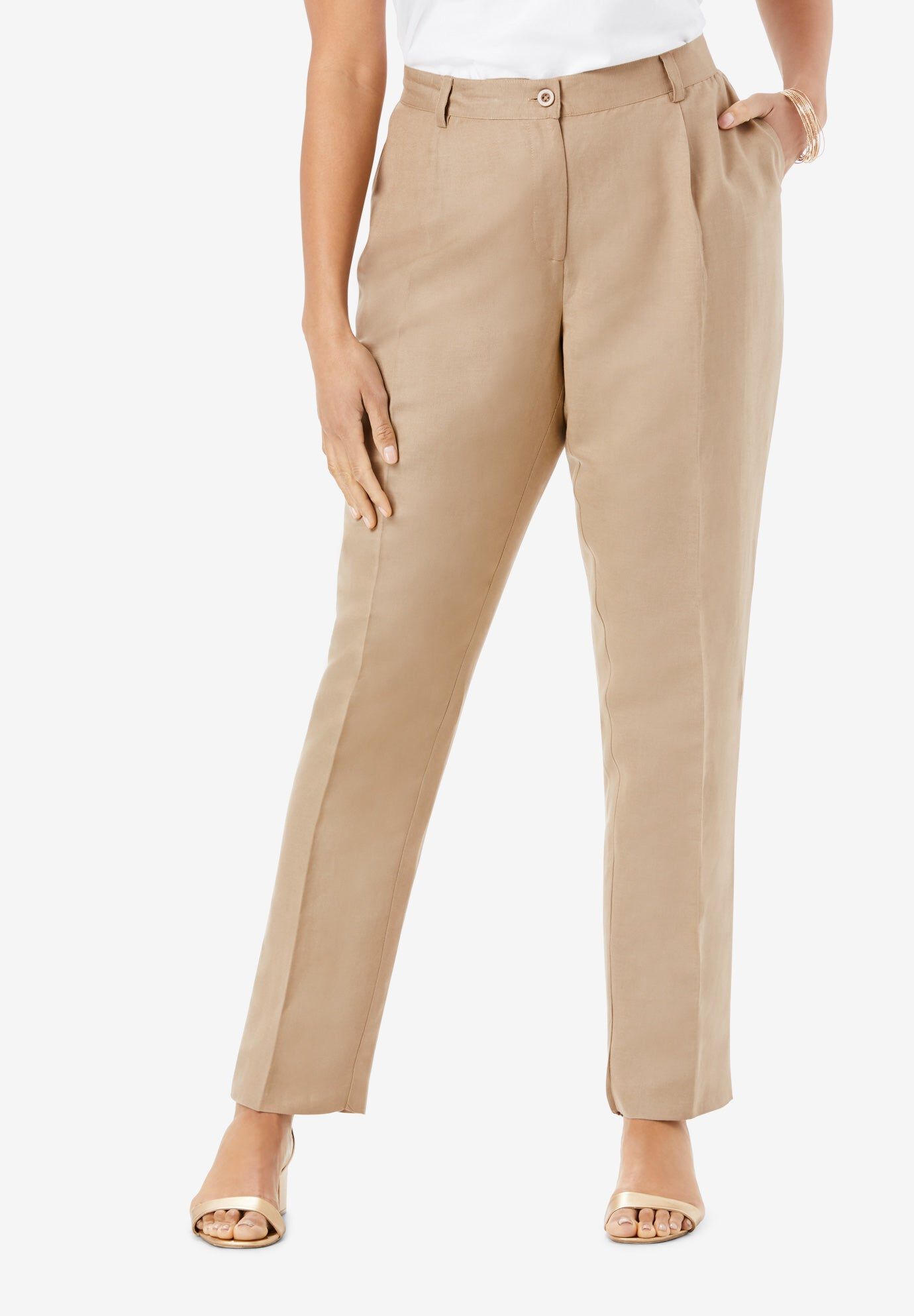 Linen Pleat-Front Pant