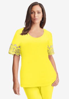 Eyelet Scoop-Neck Tee