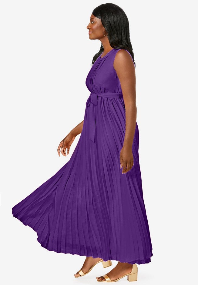 Pleated Maxi Dress, PURPLE ORCHID, alternate image number 2