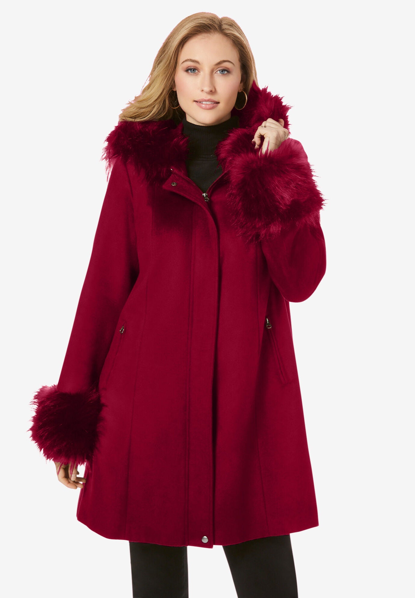 Plus size wool coat with hood new arrivals