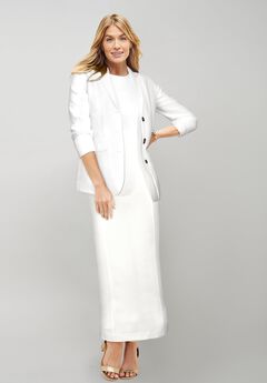 2-Piece Stretch Crepe Single-Breasted Maxi Jacket Dress