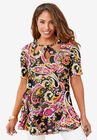 Cutout Swing Tunic, BLACK PAINTERLY PAISLEY, hi-res image number null