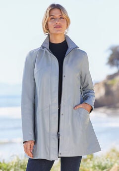 A-Line Zip Front Leather Jacket