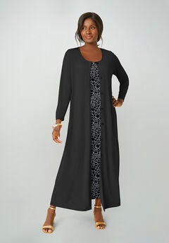 2-Piece Stretch Knit Duster Set
