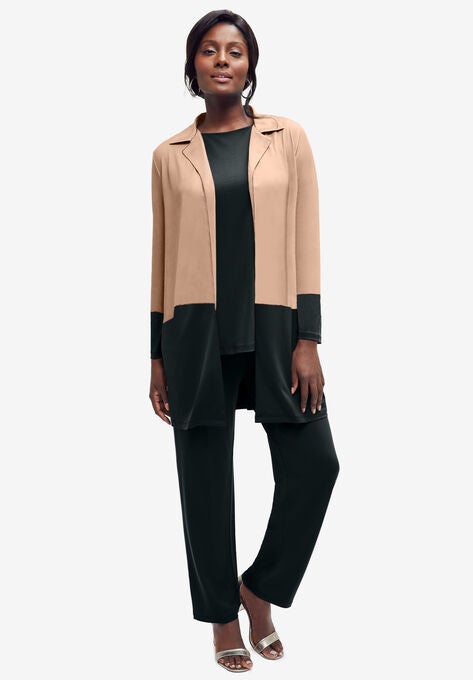 3-Piece Knit Pant Set, NEW KHAKI BLACK COLORBLOCK, hi-res image number null