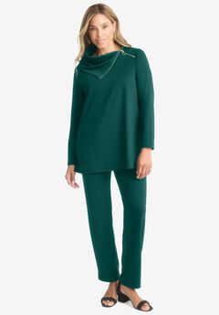 Ponte Split Neck 2-Piece Set