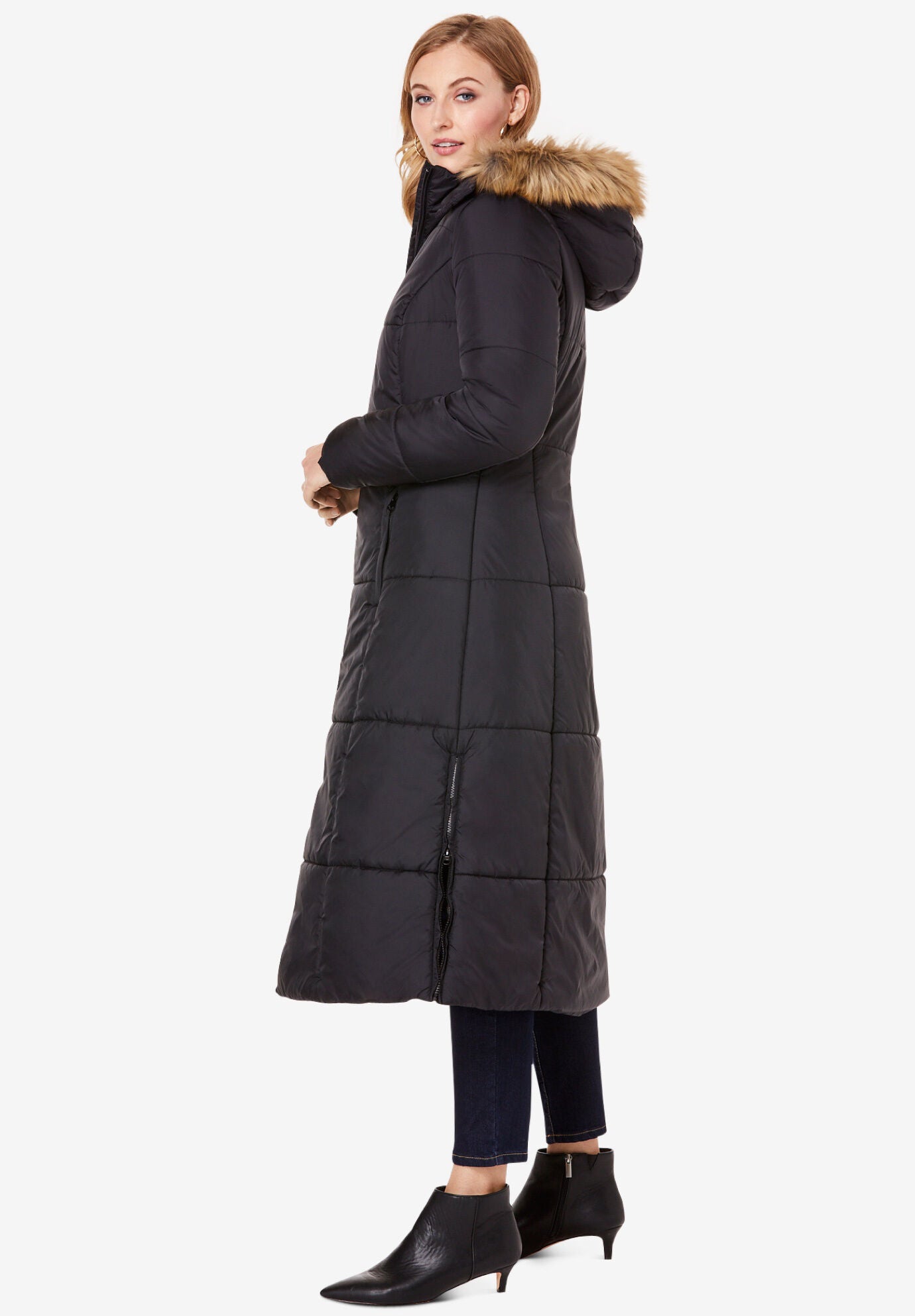Woman within down coat online