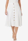 Button-Front Gauze Midi Skirt, WHITE, hi-res image number null