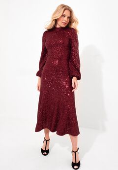 A-Line Sequin Midi Dress