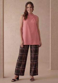Stretch Knit Crepe Draped Tunic