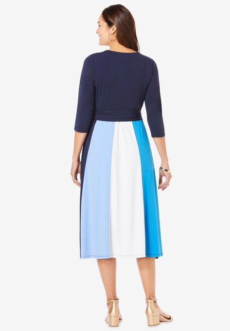 Colorblock Knit Dress, , on-hover image number null