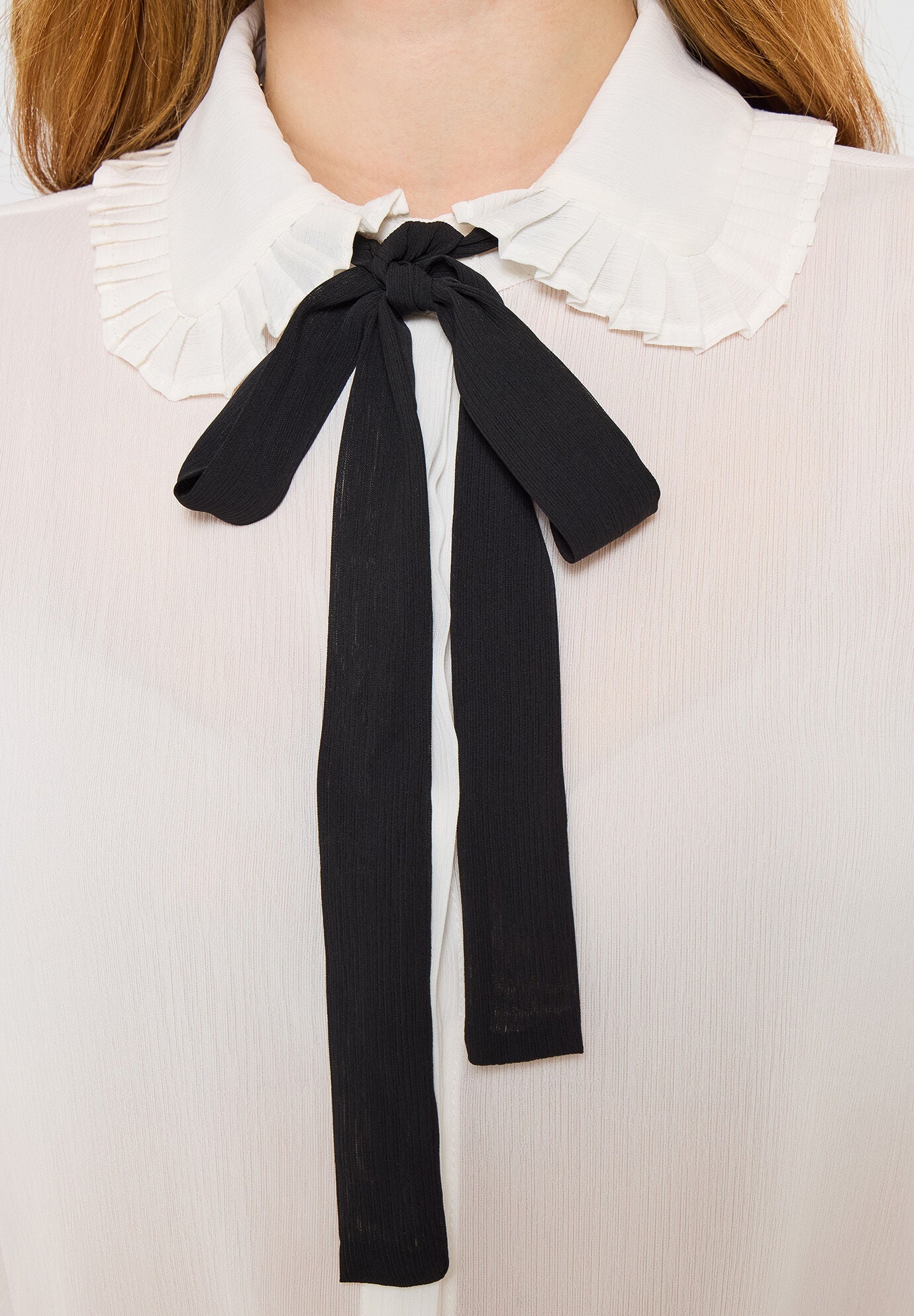 Tie Neck Blouse, WHITE, alternate image number 2