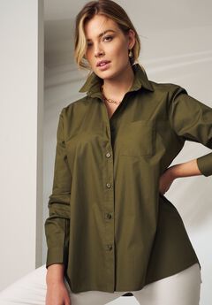 Wrinkle-Free Stretch Cotton Oversized Shirt