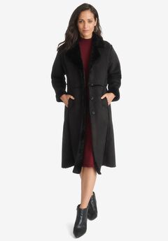 Faux Shearling Midi Coat
