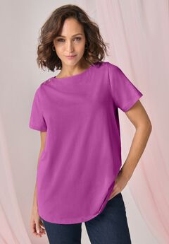 Short Sleeve Boatneck Knit Tee