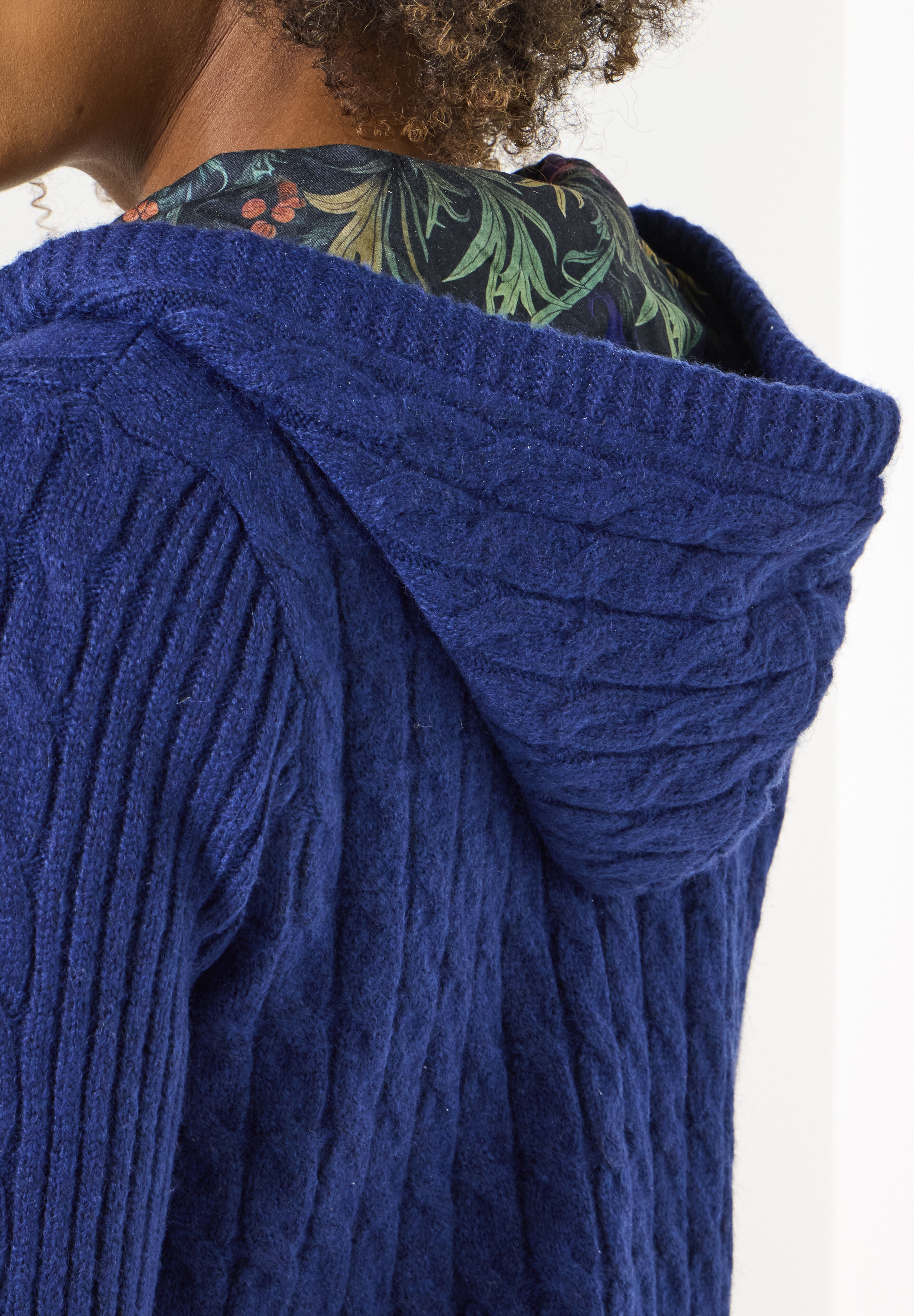 Cable Zip Hoodie, NAVY, alternate image number 3