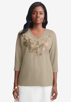 Stretch Cotton Embroidered Tee