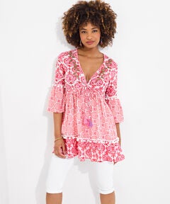 Bell Sleeve Pom Pom Tunic