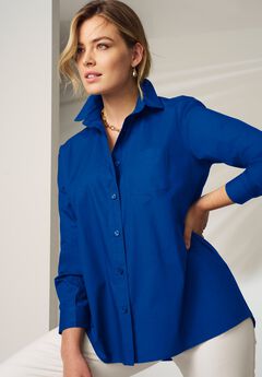 Wrinkle-Free Stretch Cotton Oversized Shirt