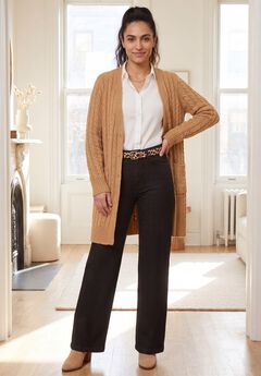 Cable Button-Front Cardigan
