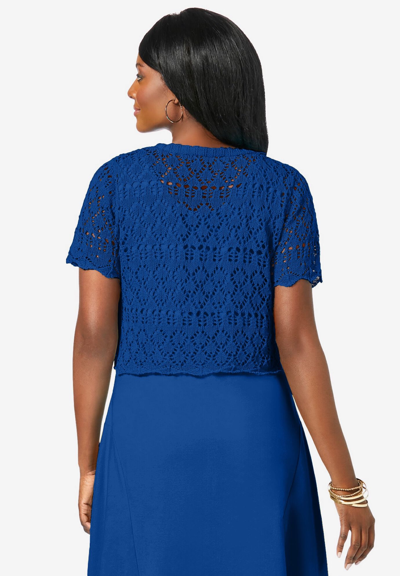 Crochet Shrug, DARK SAPPHIRE, on-hover image number 1