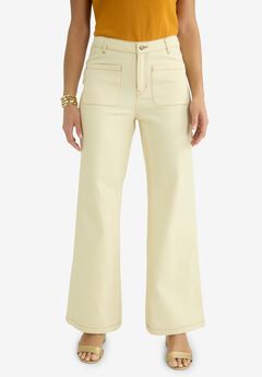 Contrast Stitch Wide Leg Jean