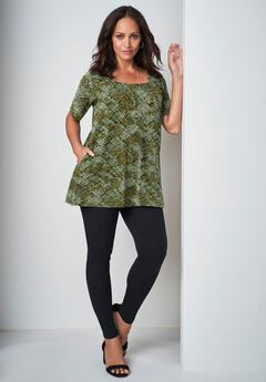 Stretch Cotton Square Neck Tunic