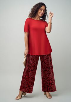 Stretch Knit Wide Leg Pant