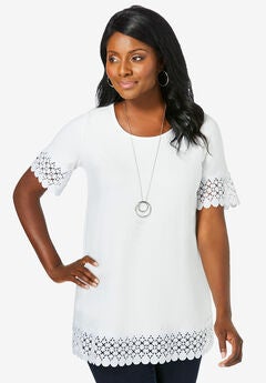 Stretch Cotton Crochet Trim Tunic