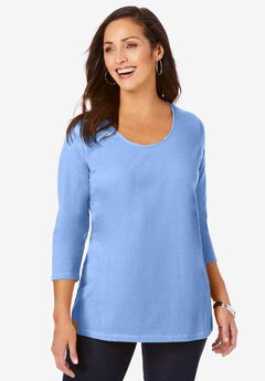 Stretch Cotton Scoop Neck Tee