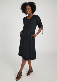 Tie Sleeve Midi Dress