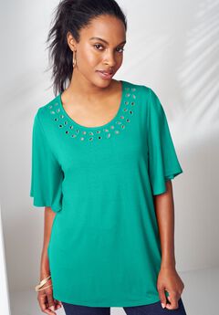 Cutout Flutter Sleeve Tunic