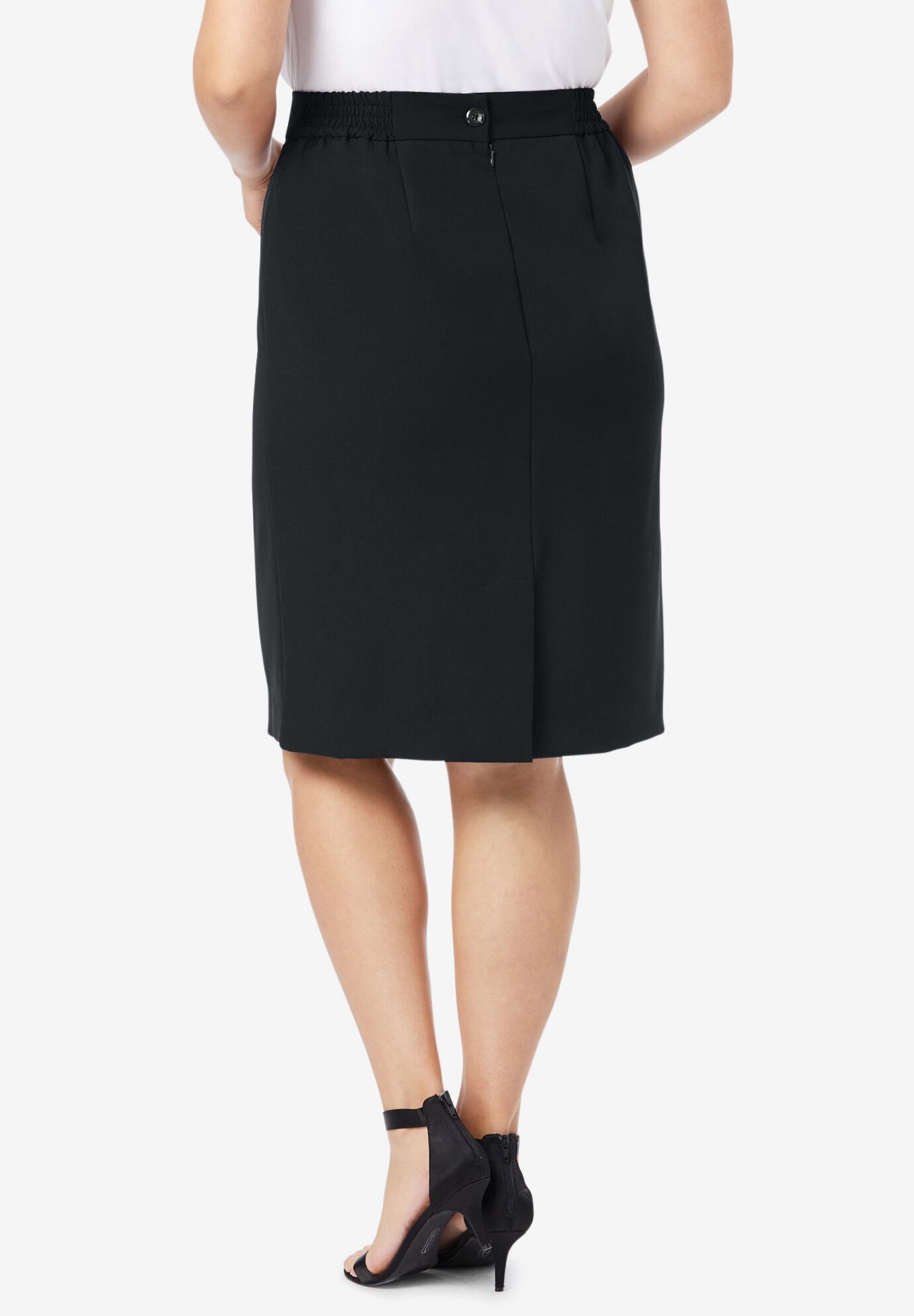 Jessica London Women s Plus Size Tummy Control Bi Stretch Pencil Skirt 24 W Black