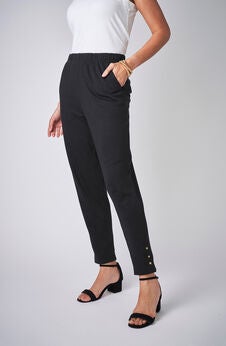 Stretch Soft Knit Slim Straight Snap Pant