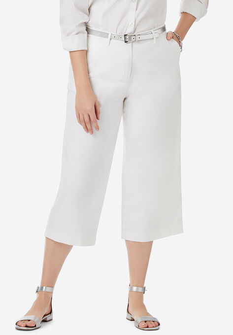 Chino Wide-Leg Crop, WHITE, hi-res image number null