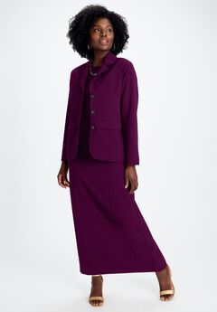 2-Piece Stretch Crepe Single-Breasted Maxi Jacket Dress