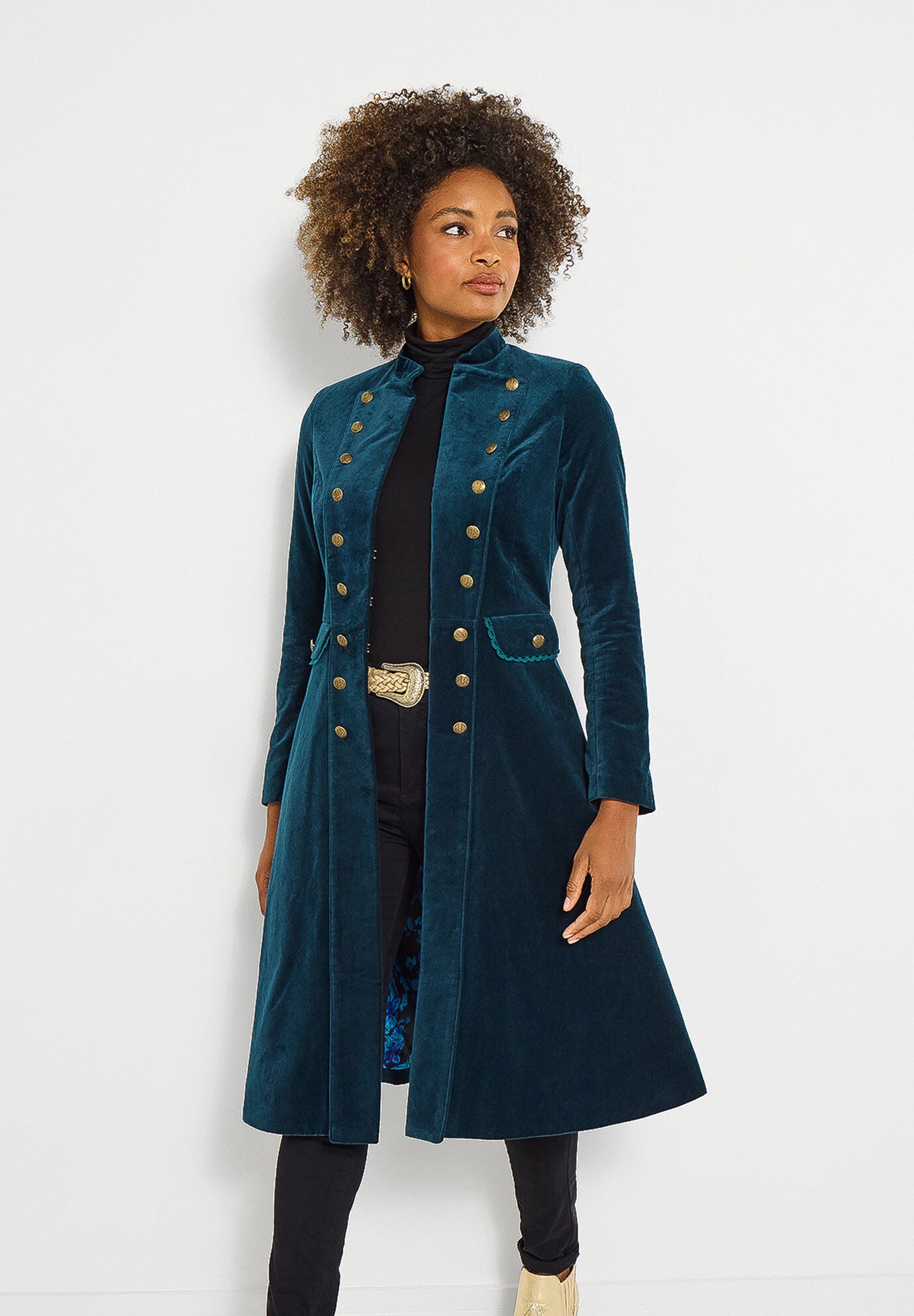 Cotton Moleskin Military Coat, STRATIFIED SEA, on-hover image number 1