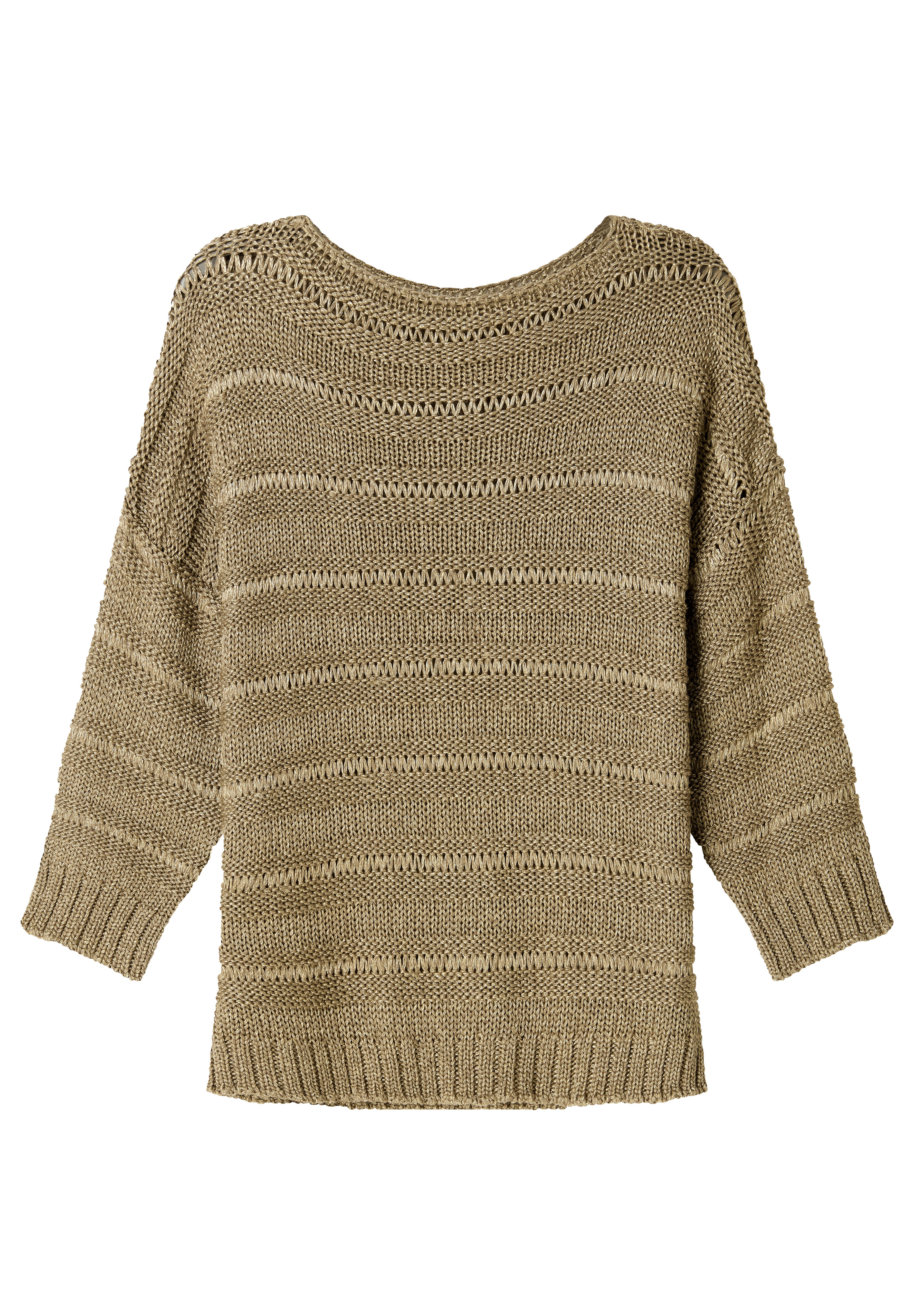 Metallic Crochet Boatneck Sweater, TAUPE METALLIC, alternate image number 3