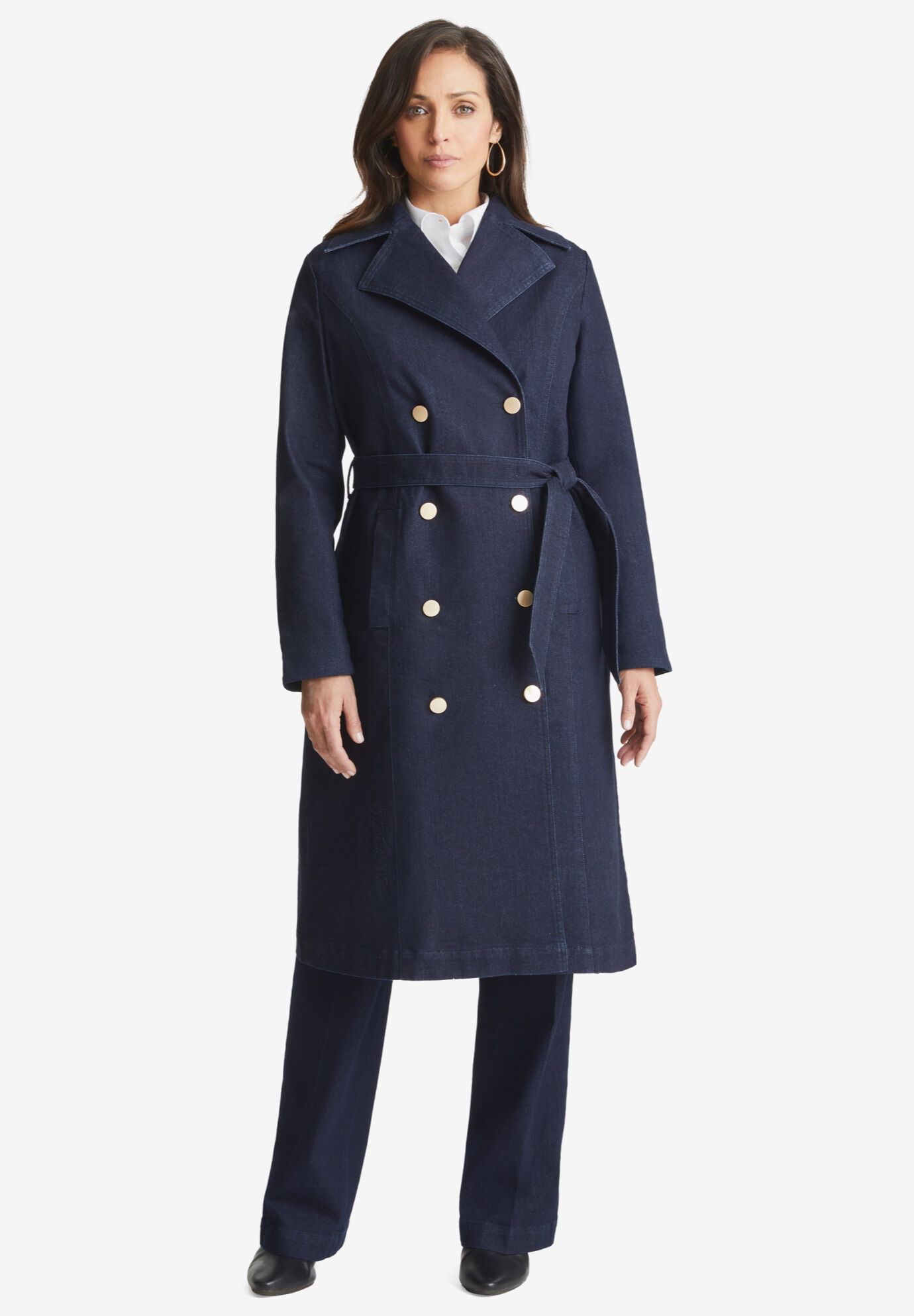 Woman within trench coat on sale