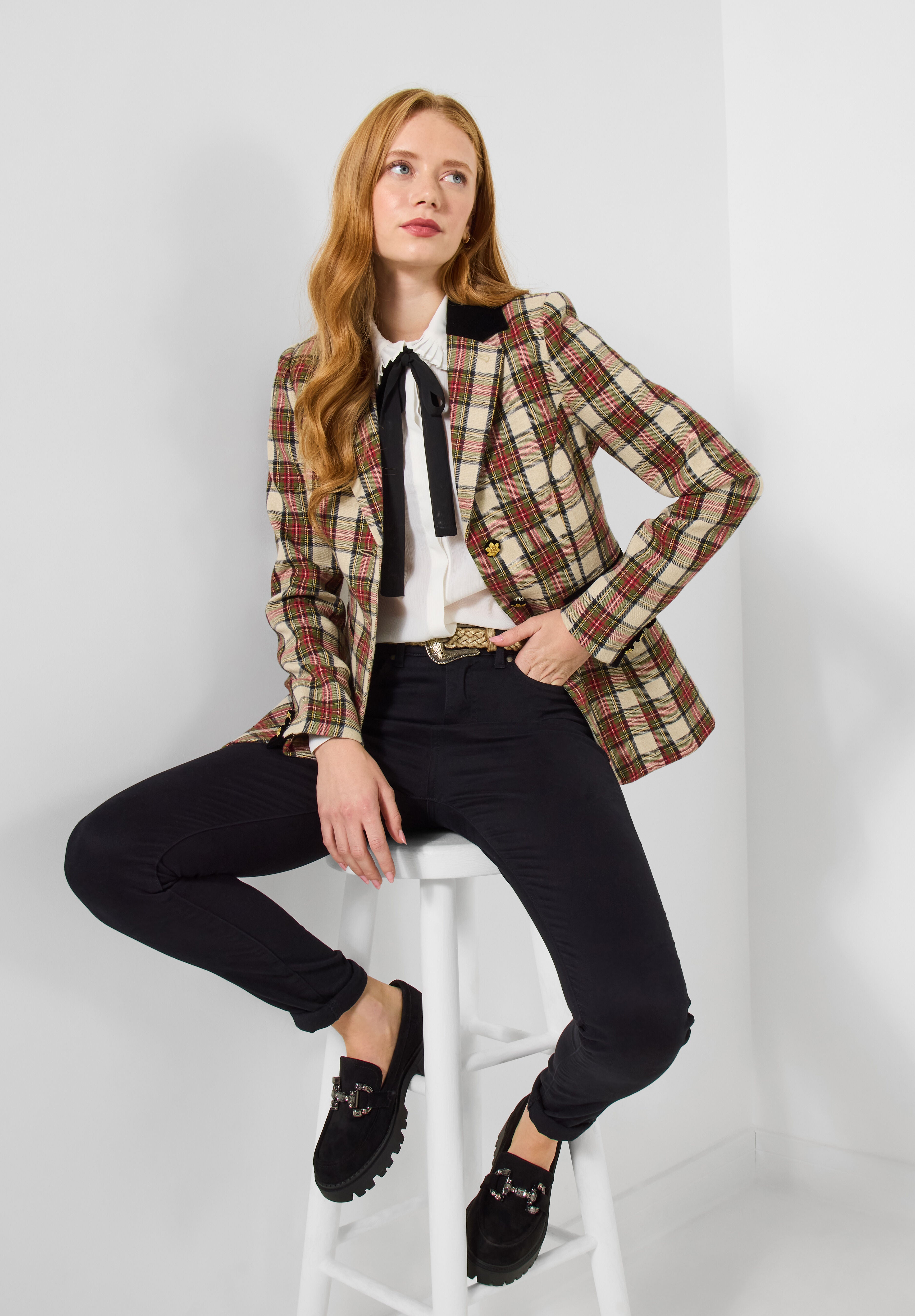Holiday Plaid Blazer, RED CHECK PLAID, alternate image number 5