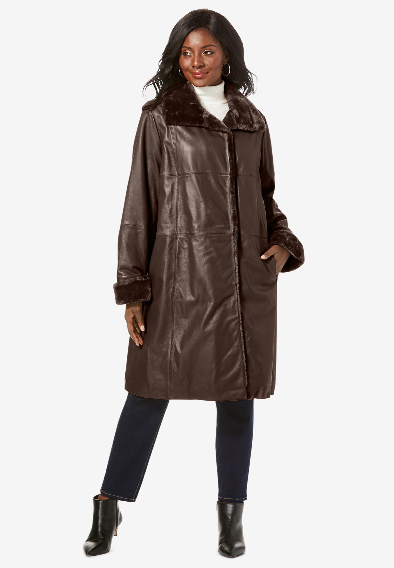 Leather swing coats clearance sale