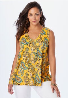 Stretch Cotton V-Neck Trapeze Tank